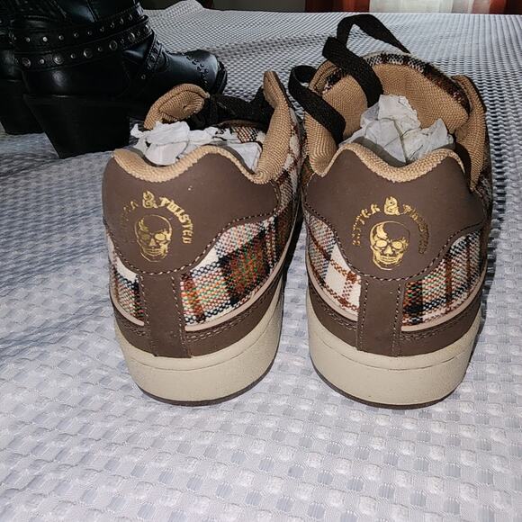 BITTER & TWISTED  NIB MENS SIZE 9M COLTON PLAID & LEATHER SKATEBOARD SNEAKERS - Picture 10 of 12